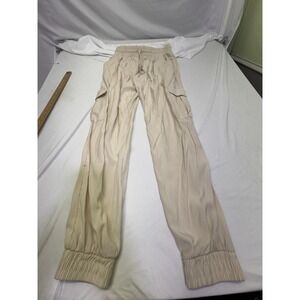 Pinch Beige Satin Cargo Jogger Pants - Sz Large Drawstring Elastic Waist Pockets